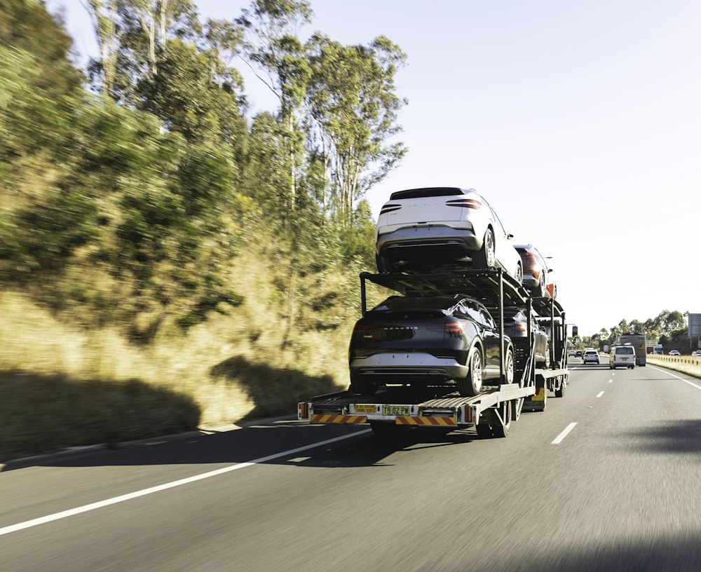 Car carrier truck on the highway