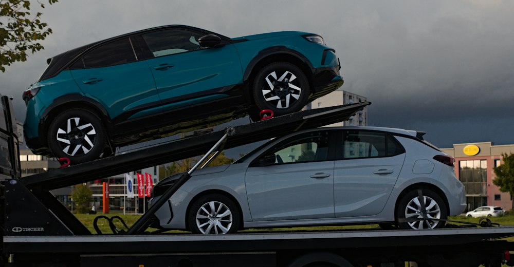 Cars loaded on a car carrier